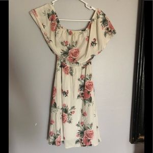Off the shoulder rose printed sundress